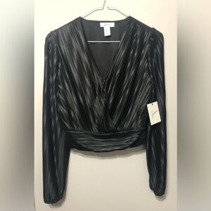 JAPNA black pleated long sleeve top size XS.